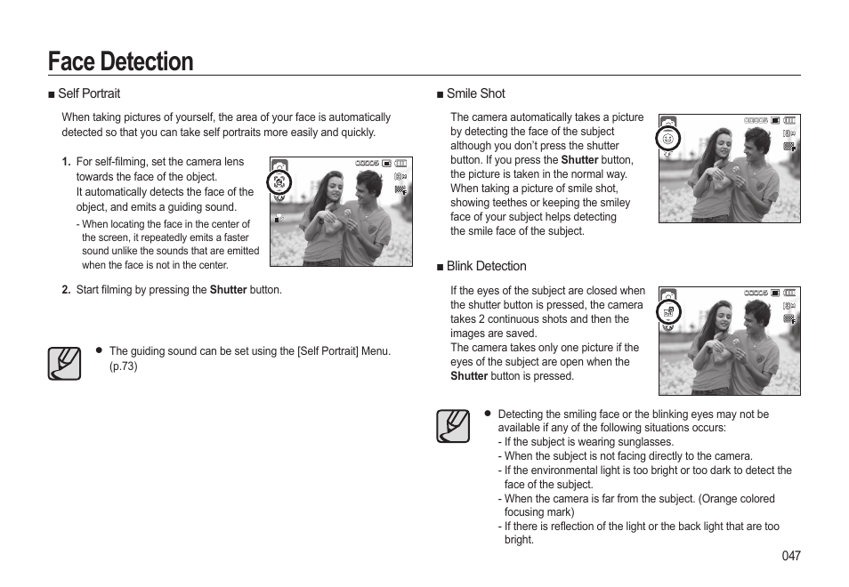 Face detection | Samsung EC-SL310BBA-US User Manual | Page 48 / 108