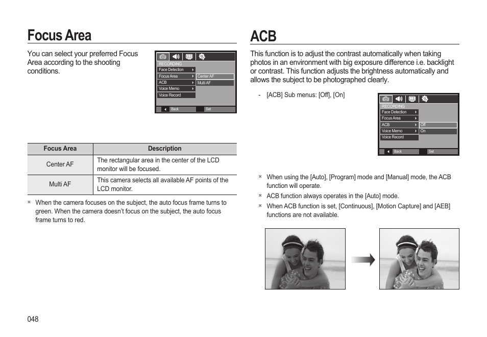 Focus area | Samsung EC-SL310BBA-US User Manual | Page 49 / 108