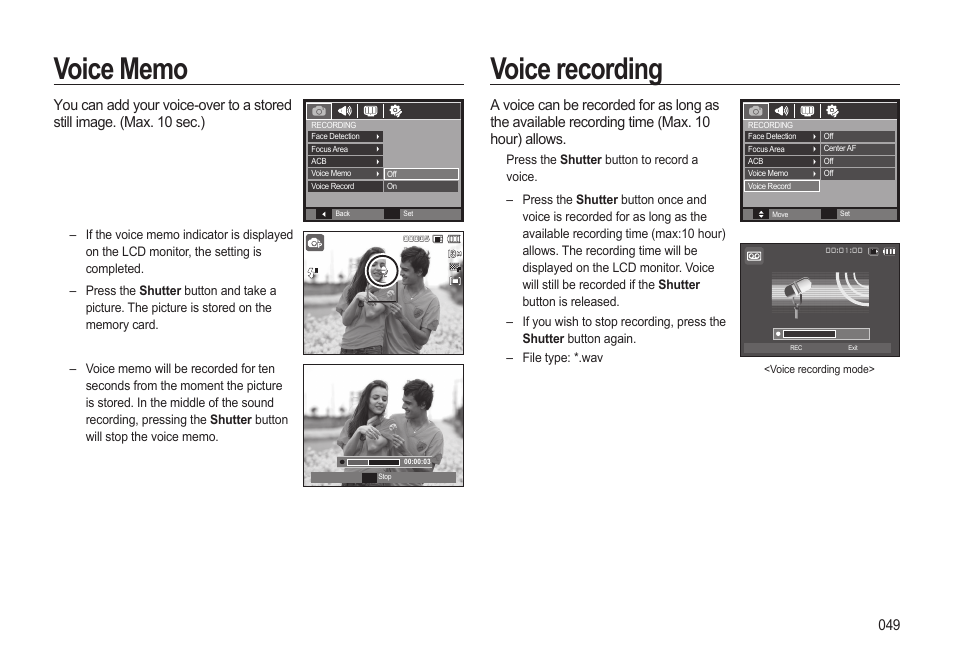 Voice recording | Samsung EC-SL310BBA-US User Manual | Page 50 / 108