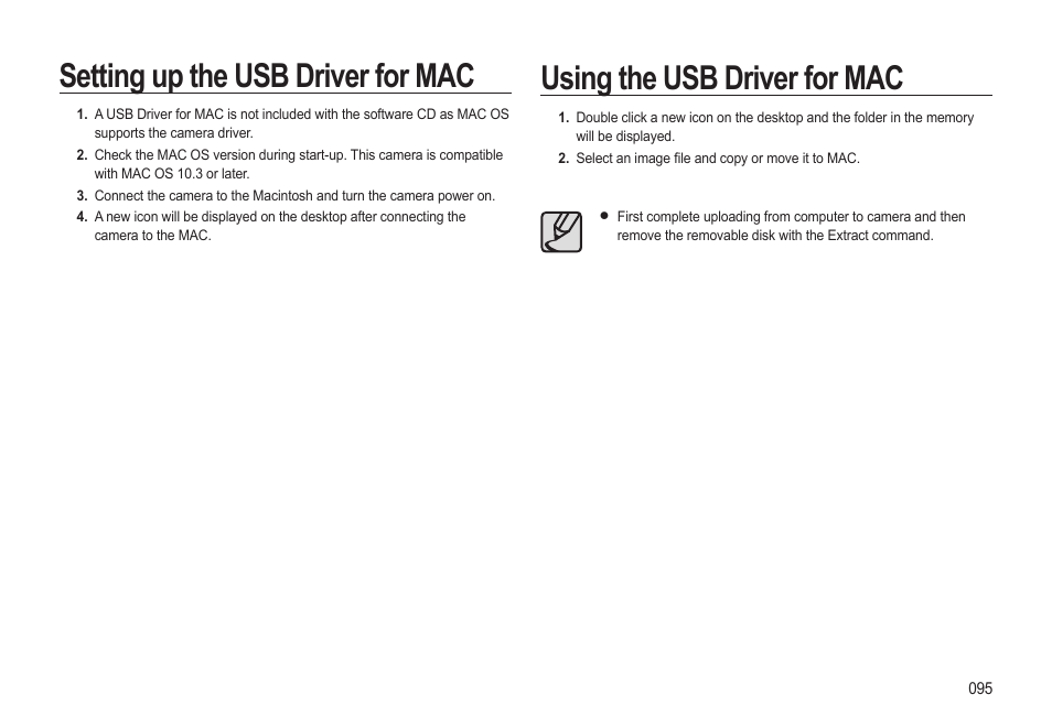 Using the usb driver for mac, Setting up the usb driver for mac | Samsung EC-SL310BBA-US User Manual | Page 96 / 108