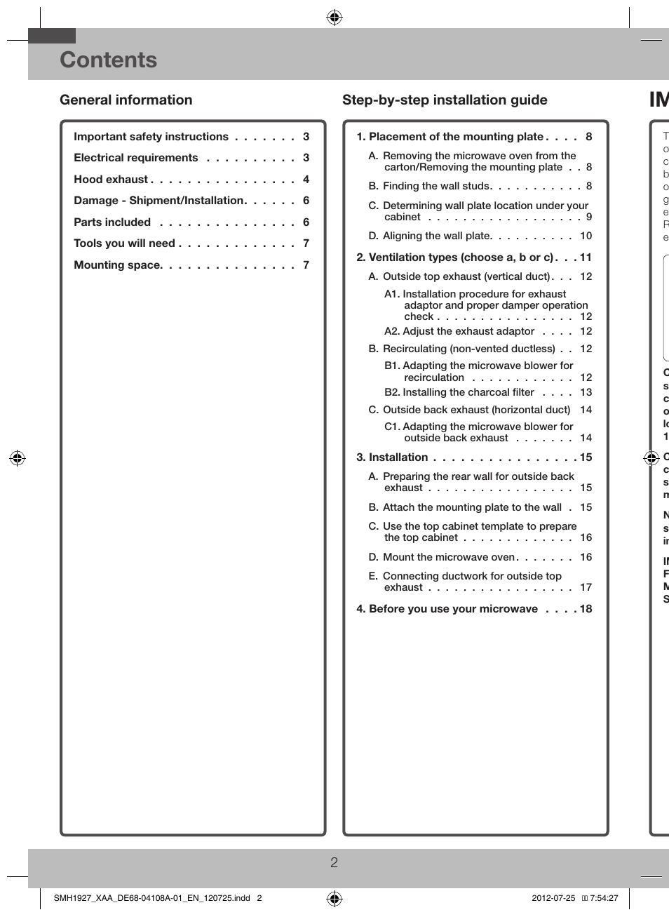 Samsung SMH1927S-XAA User Manual | Page 2 / 20