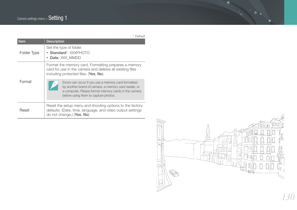 Setting 1 | Samsung EV-NX1000BFWUS User Manual | Page 131 / 184