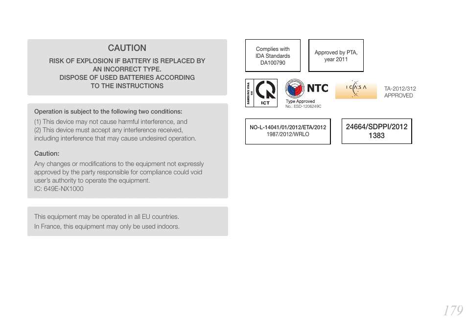 Caution | Samsung EV-NX1000BFWUS User Manual | Page 180 / 184