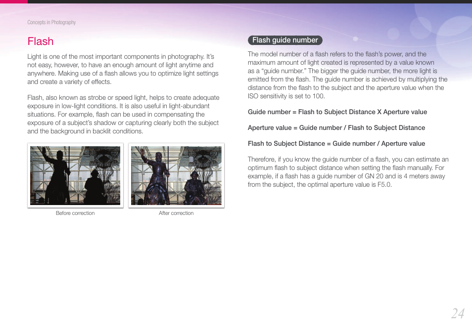 Flash, Flash guide number | Samsung EV-NX1000BFWUS User Manual | Page 25 / 184