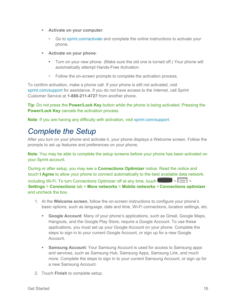Complete the setup | Samsung SPH-L600ZKASPR User Manual | Page 17 / 158