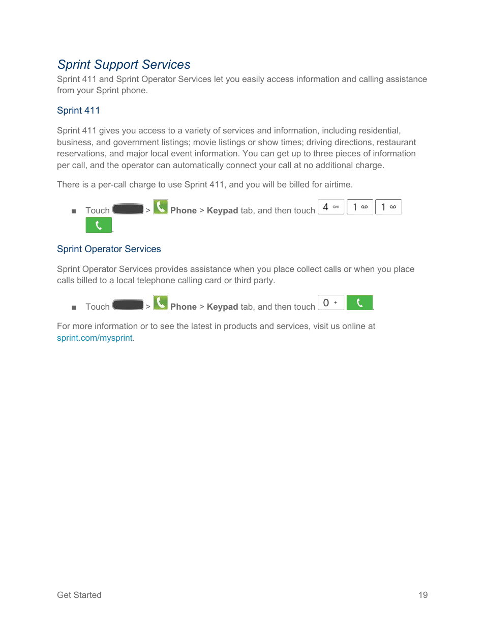 Sprint support services | Samsung SPH-L600ZKASPR User Manual | Page 20 / 158