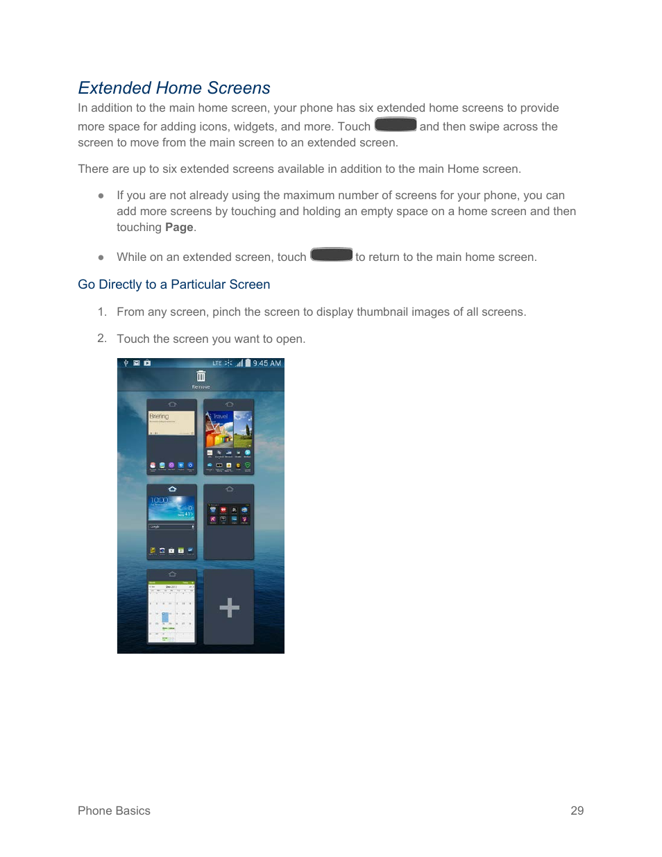 Extended home screens | Samsung SPH-L600ZKASPR User Manual | Page 30 / 158