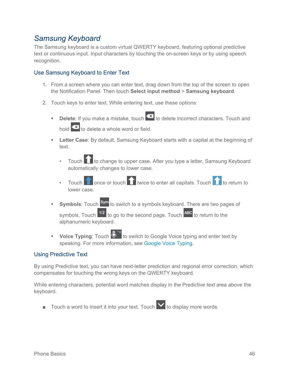 Samsung keyboard | Samsung SPH-L600ZKASPR User Manual | Page 47 / 158