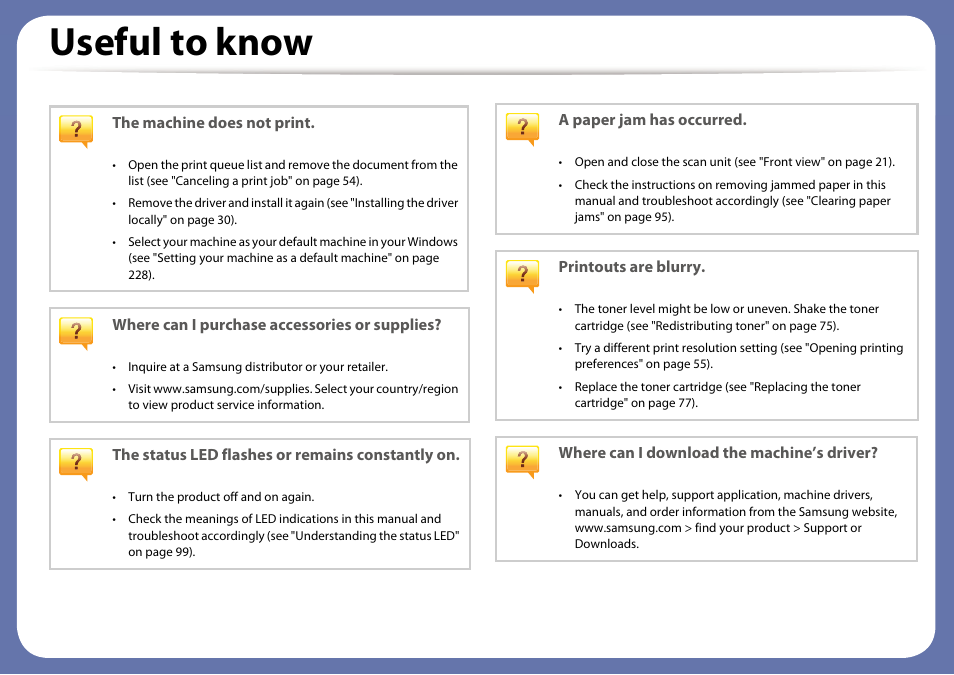 Useful to know | Samsung SCX-3405W-XAC User Manual | Page 13 / 331