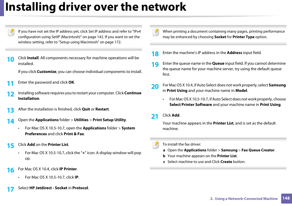 Installing driver over the network | Samsung SCX-3405W-XAC User Manual | Page 148 / 331