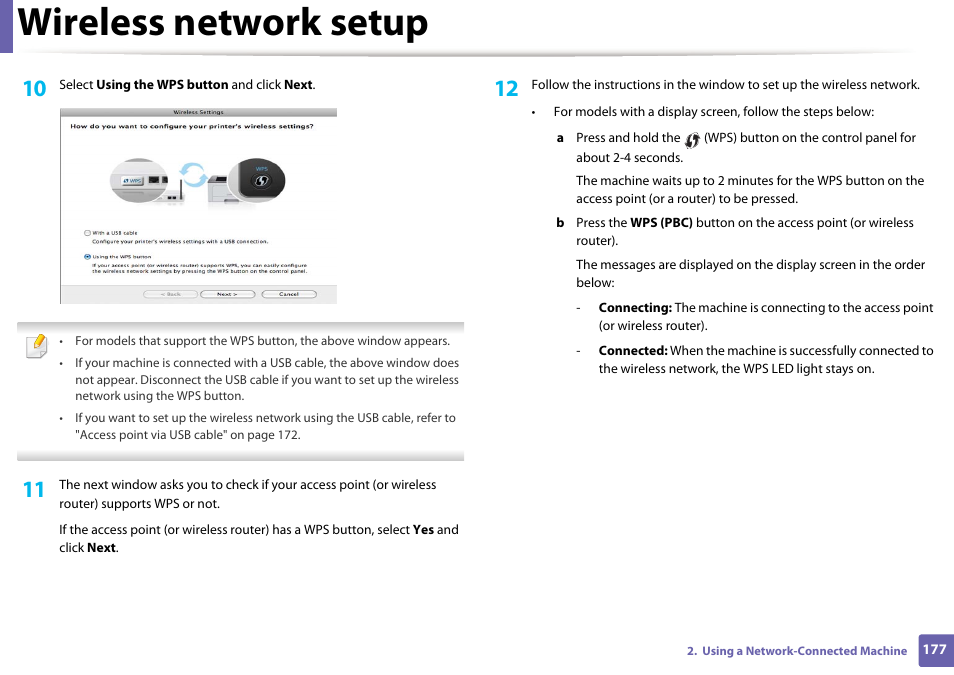 Wireless network setup | Samsung SCX-3405W-XAC User Manual | Page 177 / 331