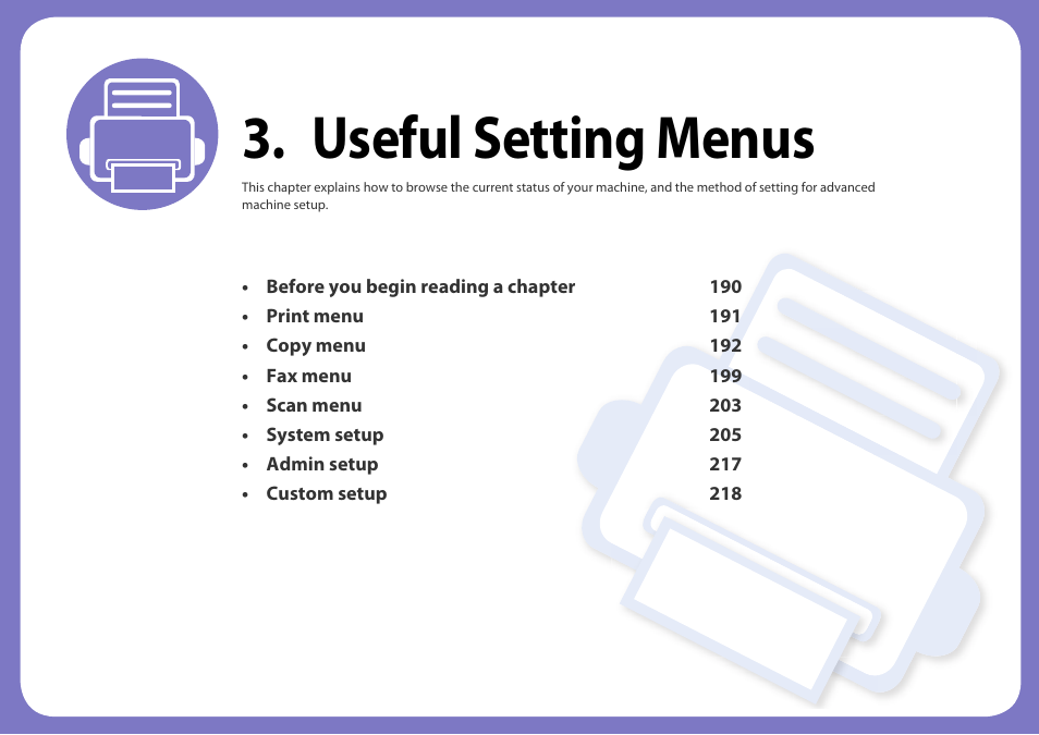 Useful setting menus | Samsung SCX-3405W-XAC User Manual | Page 189 / 331