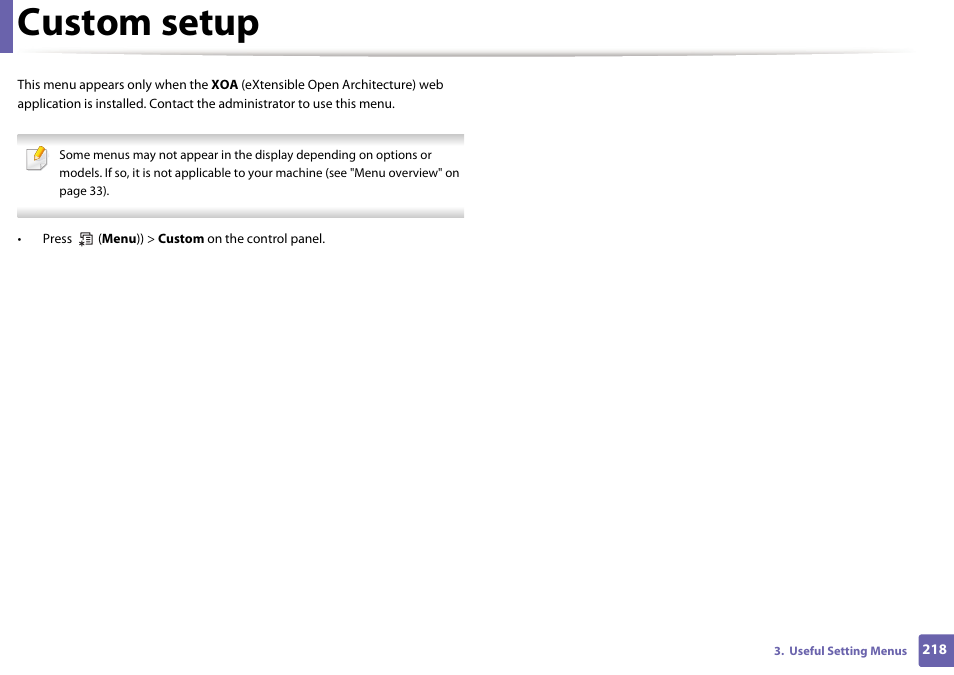 Custom setup | Samsung SCX-3405W-XAC User Manual | Page 218 / 331