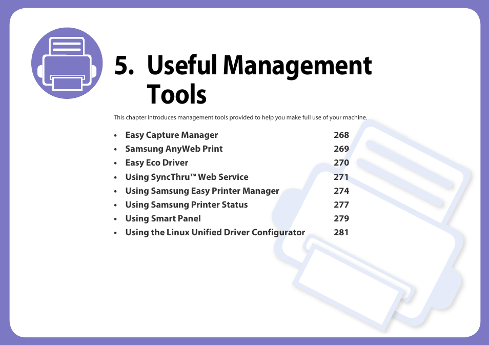 Useful management tools | Samsung SCX-3405W-XAC User Manual | Page 267 / 331