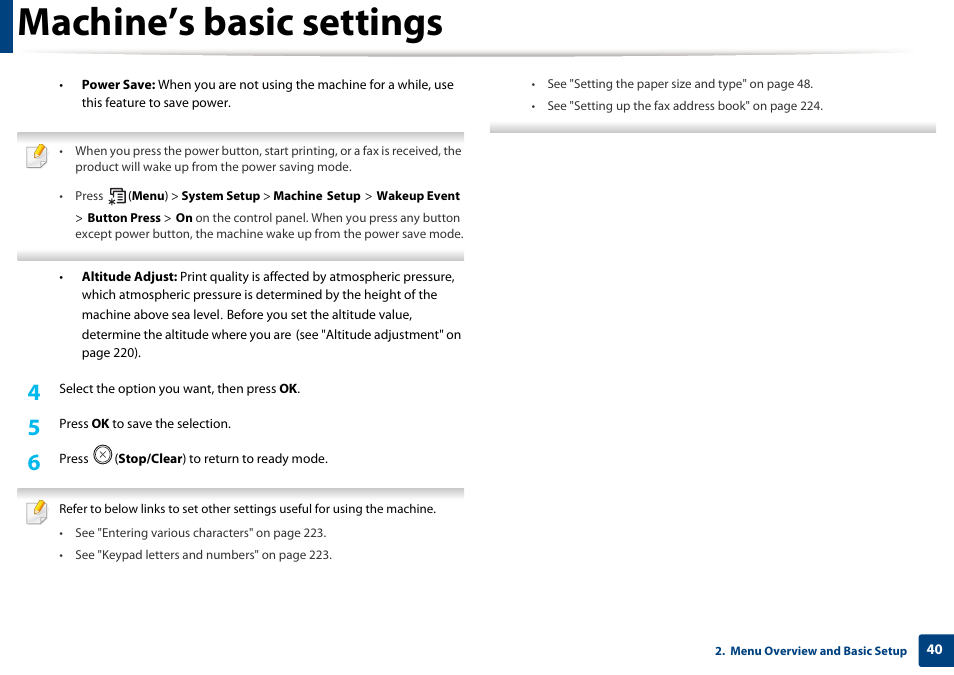 Machine’s basic settings | Samsung SCX-3405W-XAC User Manual | Page 40 / 331