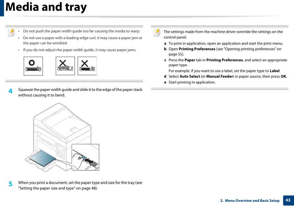 Media and tray | Samsung SCX-3405W-XAC User Manual | Page 43 / 331