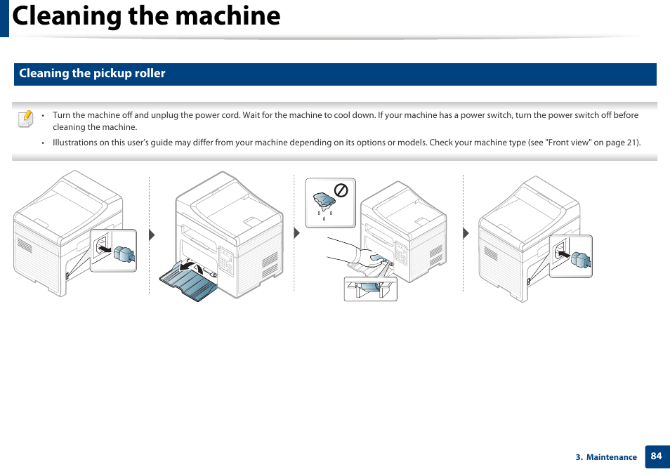 Cleaning the machine, Cleaning the pickup roller | Samsung SCX-3405W-XAC User Manual | Page 84 / 331