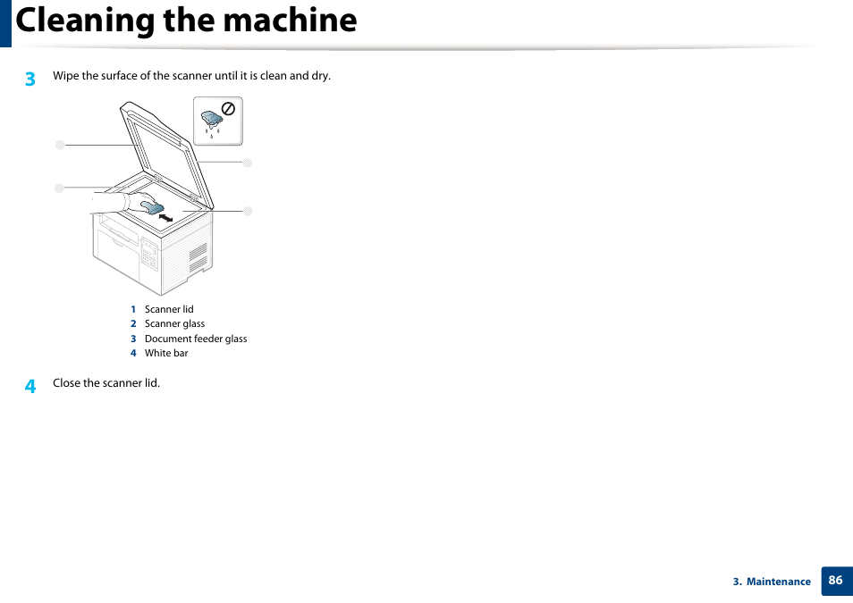 Cleaning the machine | Samsung SCX-3405W-XAC User Manual | Page 86 / 331