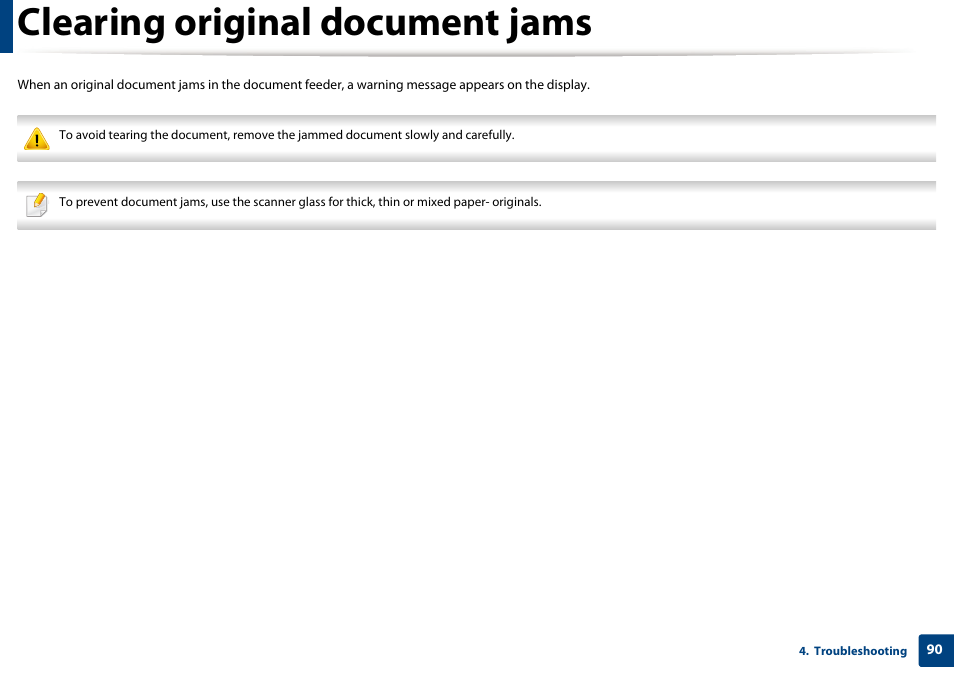 Clearing original document jams | Samsung SCX-3405W-XAC User Manual | Page 90 / 331