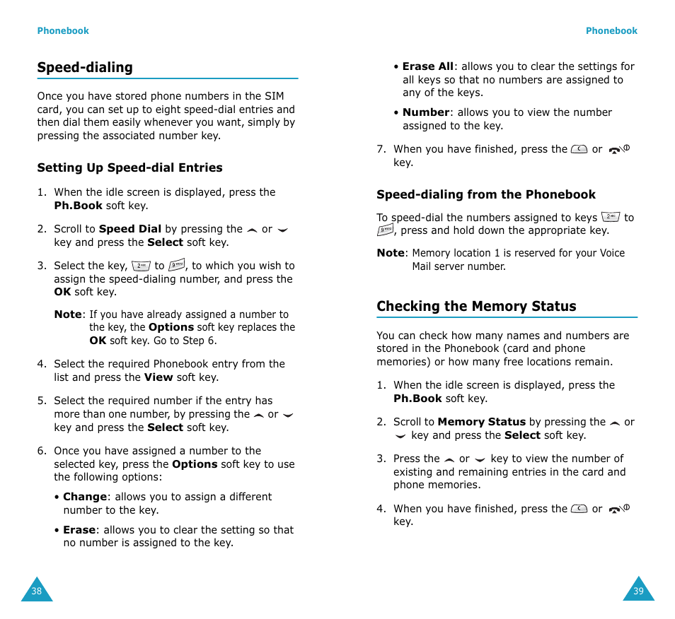 Speed-dialing | Samsung SGH-V206MSAAWS User Manual | Page 21 / 85