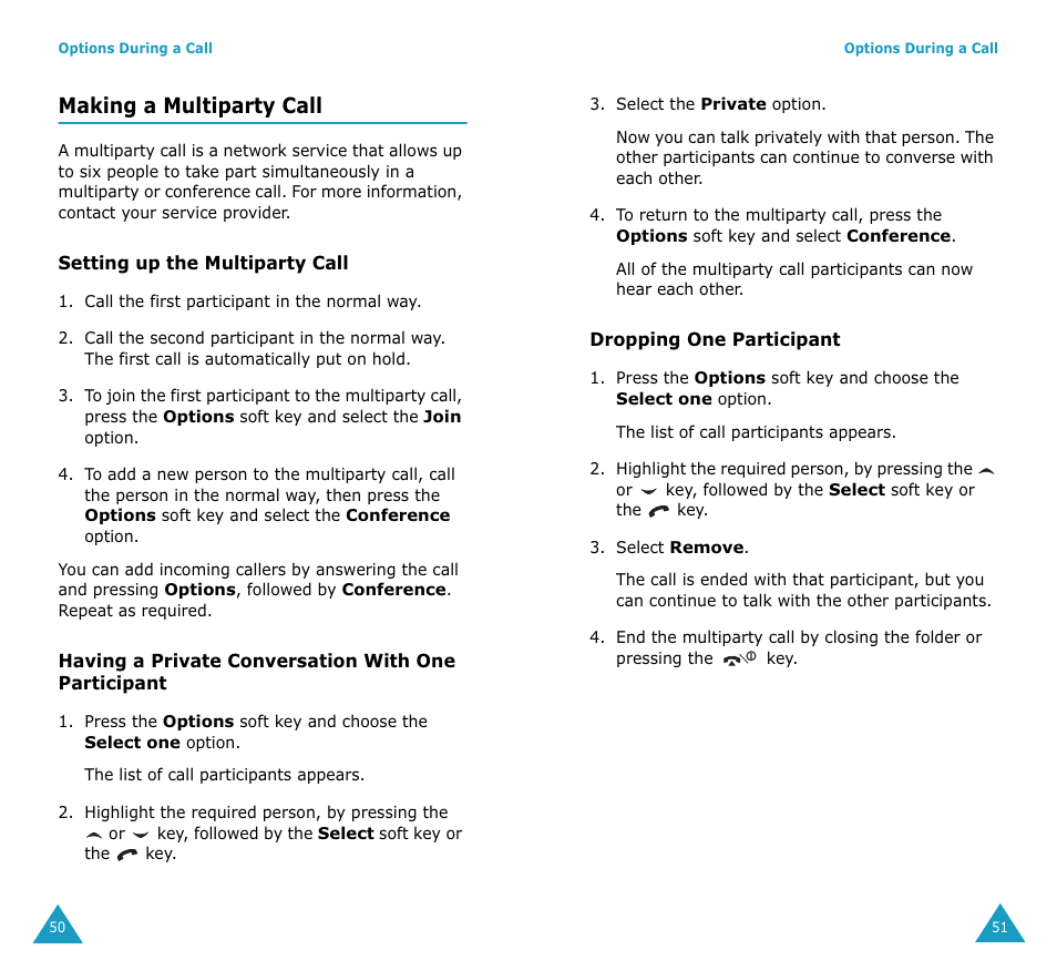 Making a multiparty call | Samsung SGH-V206MSAAWS User Manual | Page 27 / 85