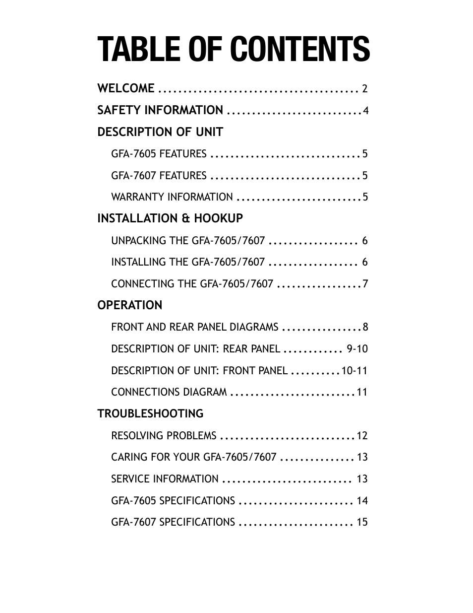 Adcom GFA-7605 User Manual | Page 3 / 16