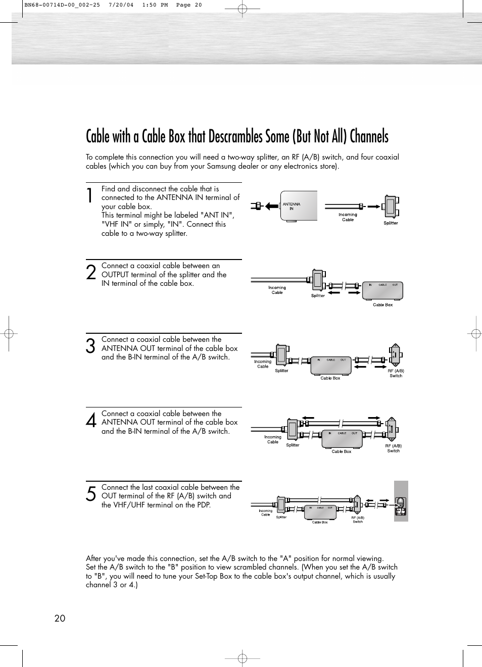 Samsung PL50D4HX-STR User Manual | Page 20 / 112