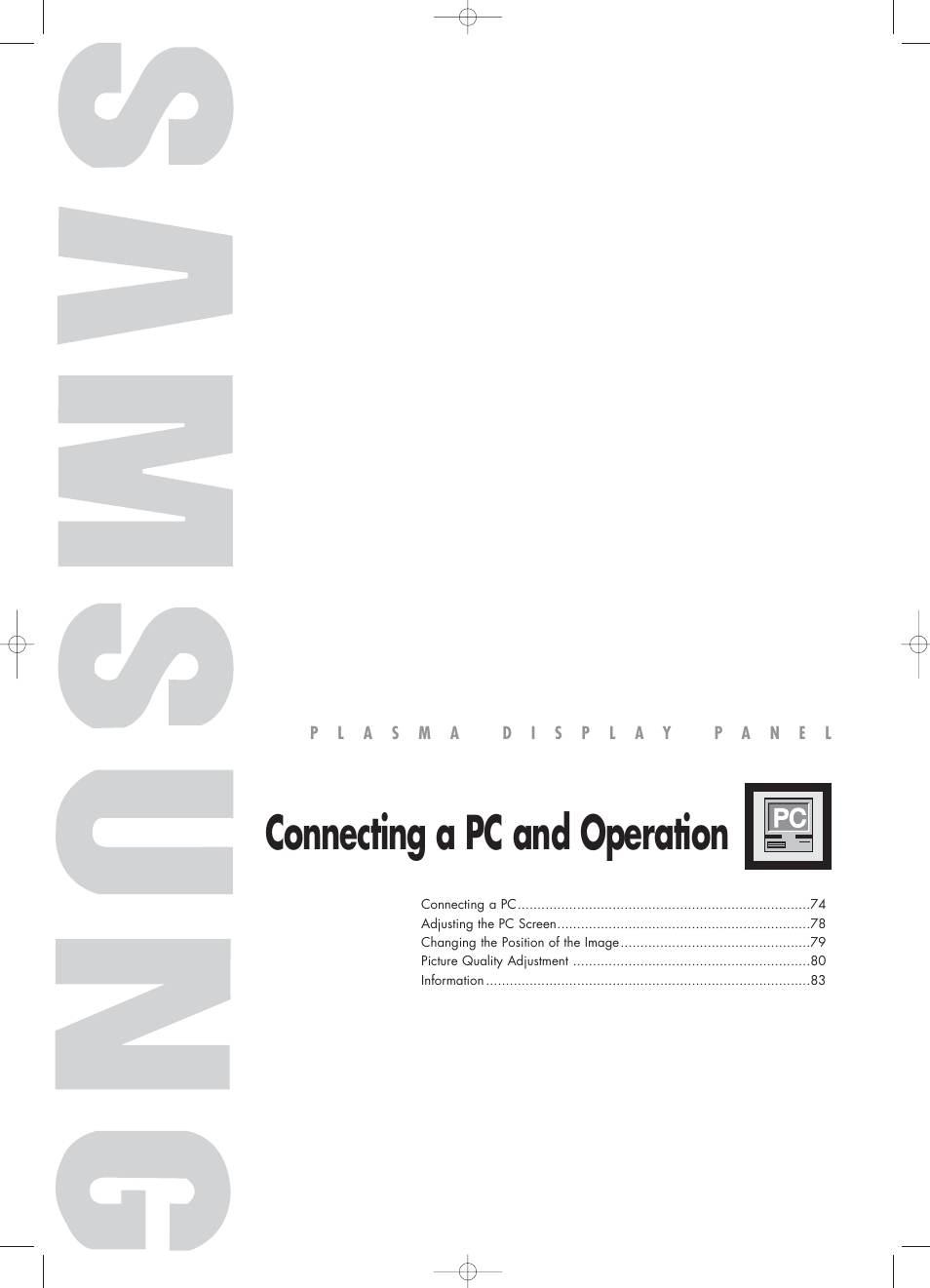 Connecting a pc and operation | Samsung PL50D4HX-STR User Manual | Page 73 / 112