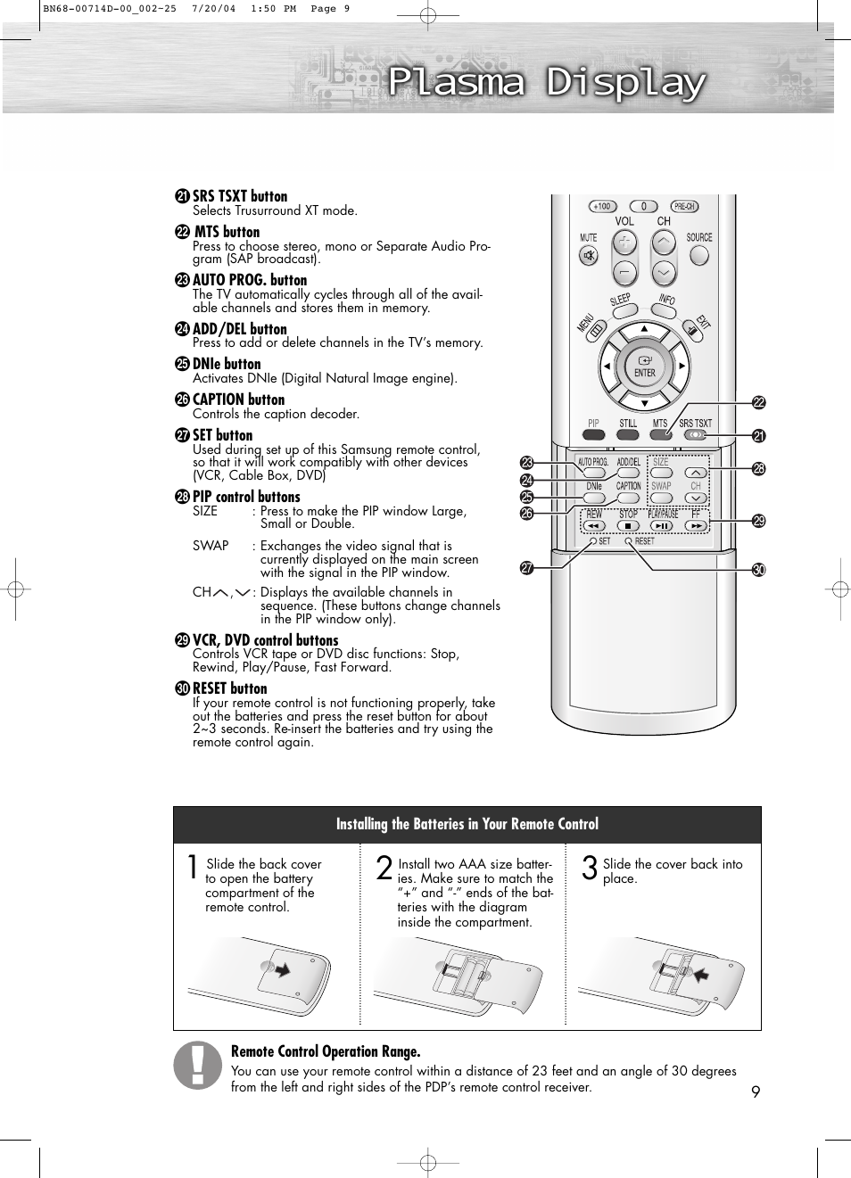 Samsung PL50D4HX-STR User Manual | Page 9 / 112