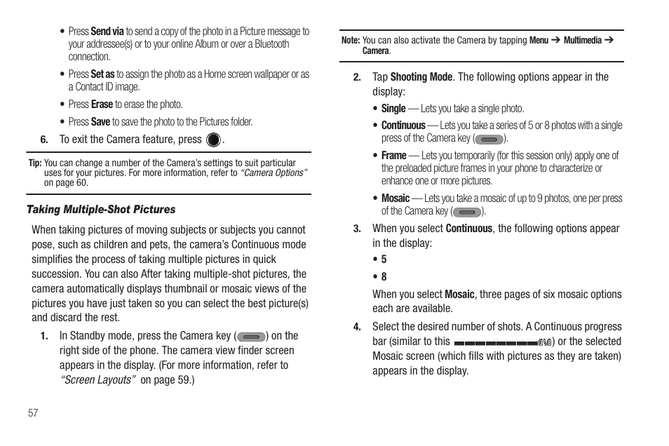 Taking multiple-shot pictures | Samsung SCH-R630LBAUSC User Manual | Page 60 / 139