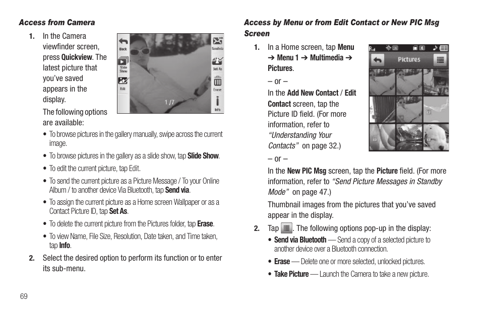 Access from camera | Samsung SCH-R630LBAUSC User Manual | Page 72 / 139