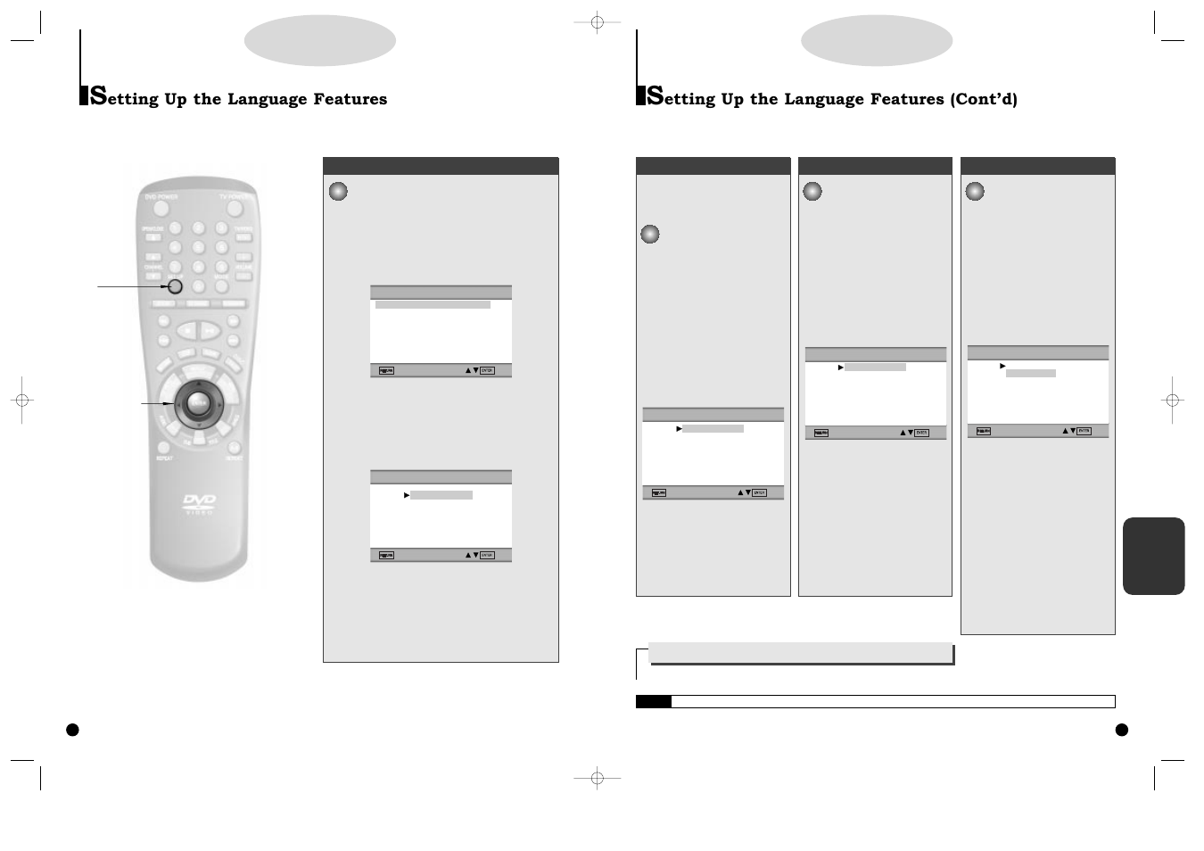 Setting up the language features, Etting up the language features (contod) | Samsung DVD-C600-XAA User Manual | Page 17 / 22