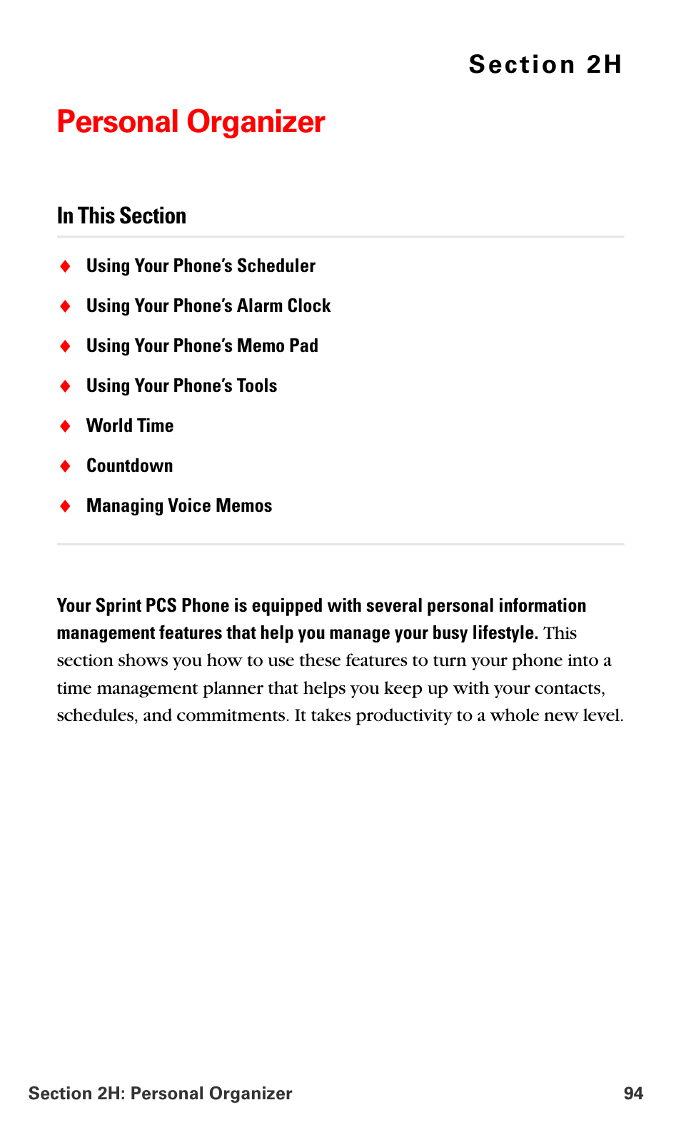 Personal organizer, 2h.personal organizer | Samsung SPH-A790ZKSXAR User Manual | Page 103 / 241