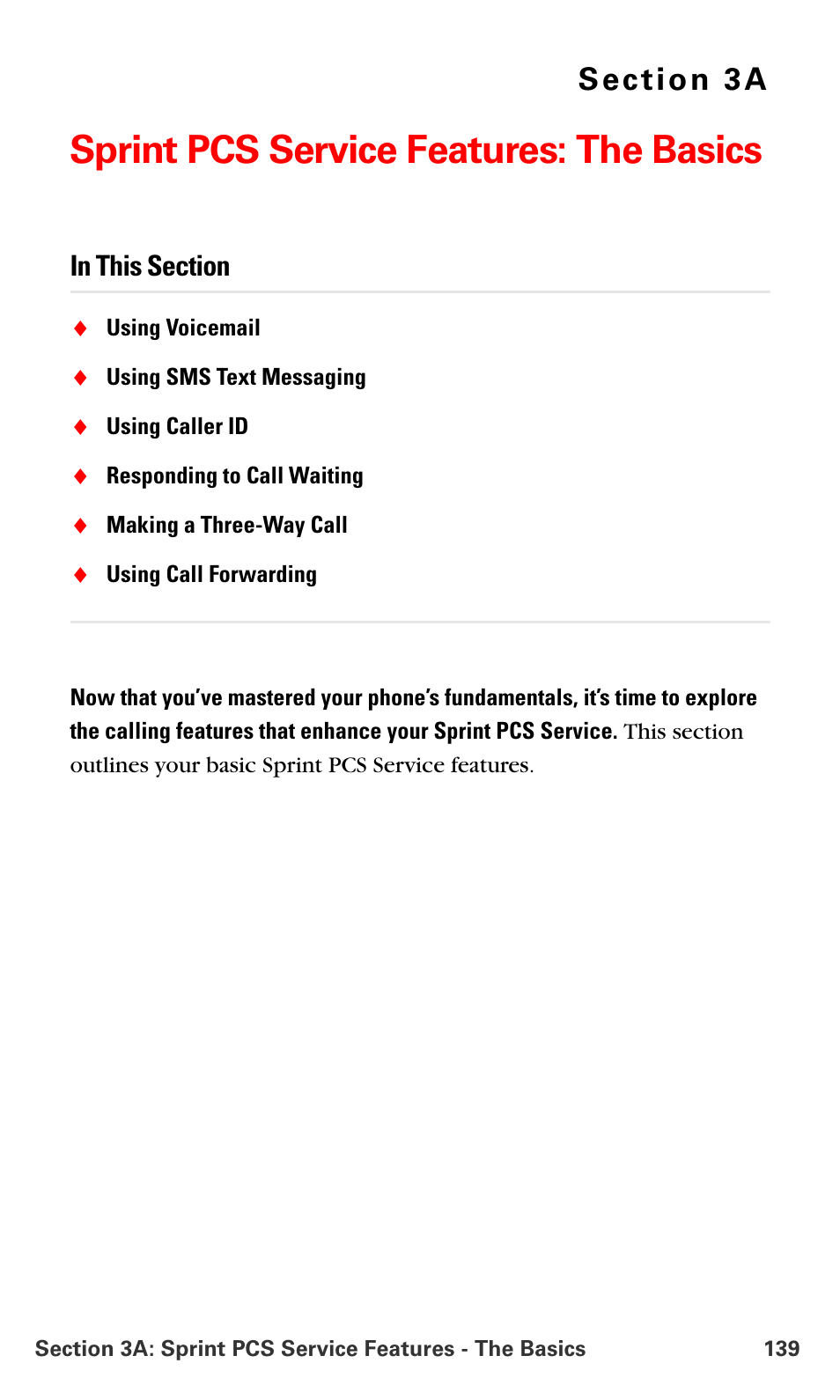 Sprint pcs service features: the basics, 3a.sprint pcs service features: the basics | Samsung SPH-A790ZKSXAR User Manual | Page 148 / 241