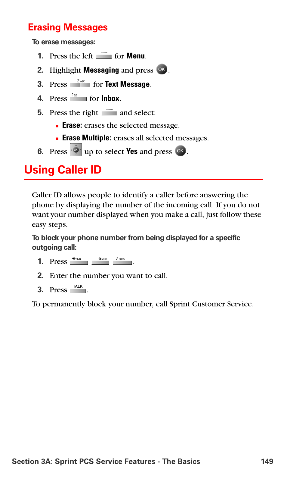 Erasing messages, Using caller id | Samsung SPH-A790ZKSXAR User Manual | Page 158 / 241