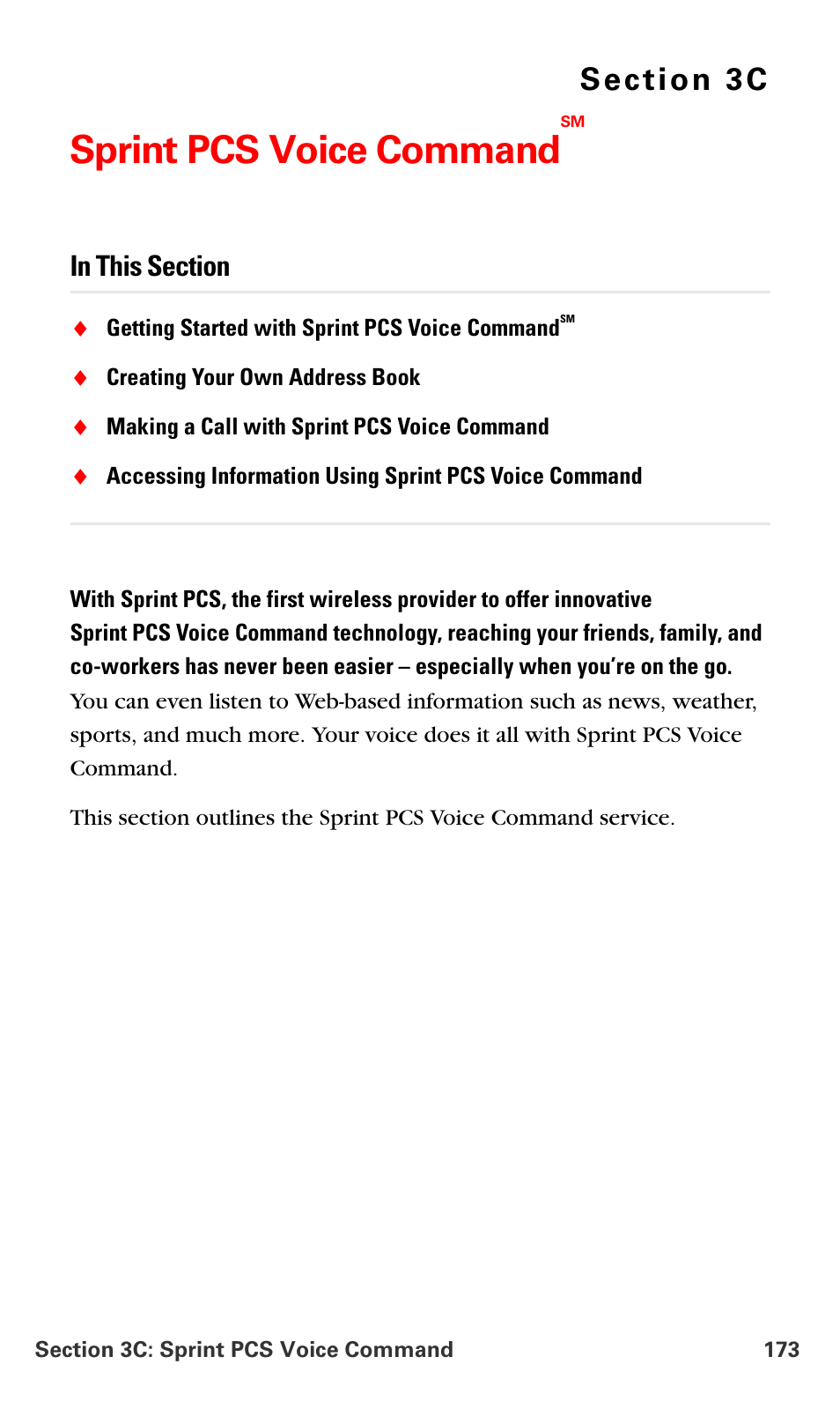 Sprint pcs voice commandsm, Sprint pcs voice command | Samsung SPH-A790ZKSXAR User Manual | Page 182 / 241