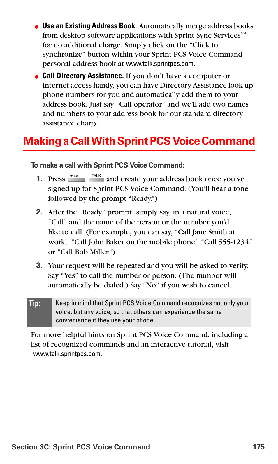 Making a call with sprint pcs voice command | Samsung SPH-A790ZKSXAR User Manual | Page 184 / 241