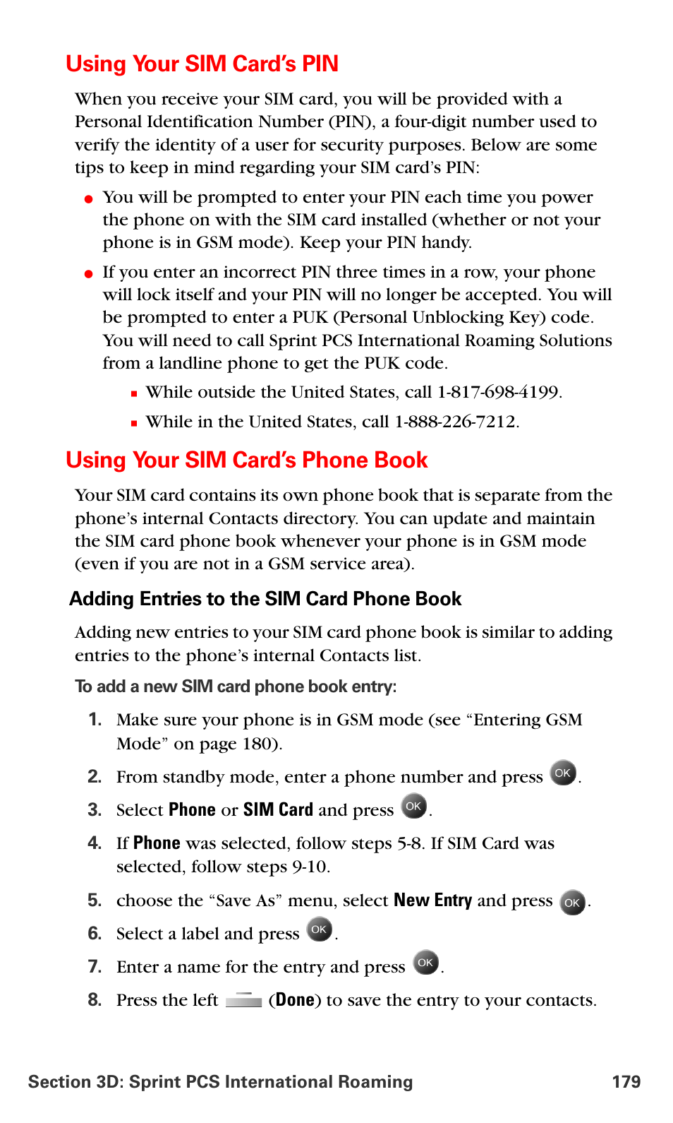 Using your sim card’s pin, Using your sim card’s phone book | Samsung SPH-A790ZKSXAR User Manual | Page 188 / 241