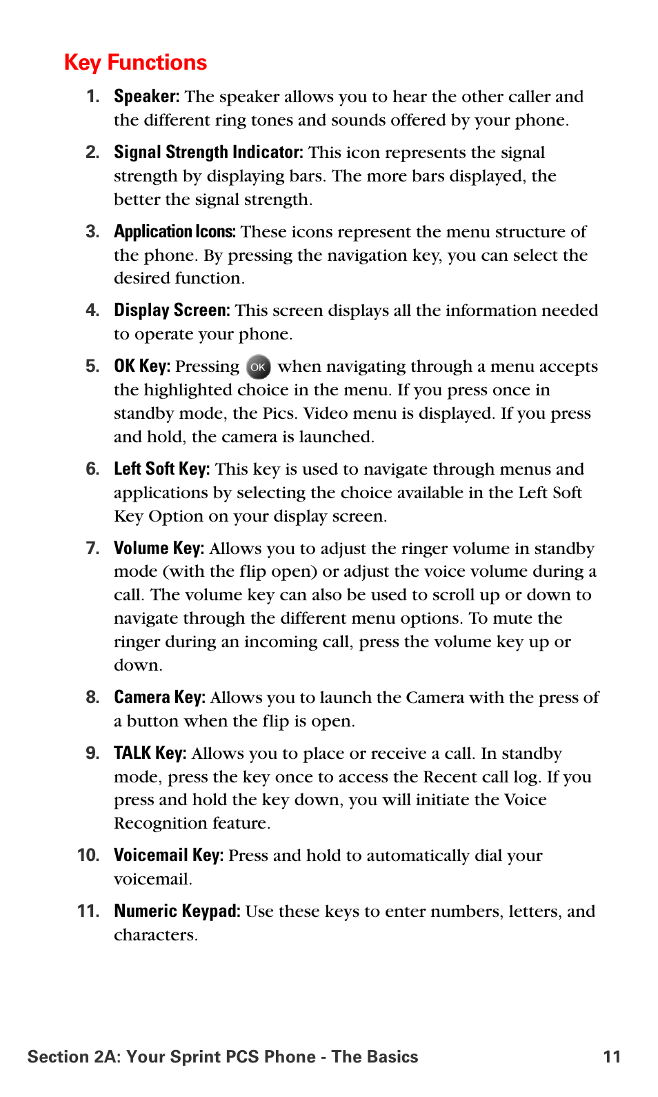 Key functions | Samsung SPH-A790ZKSXAR User Manual | Page 20 / 241