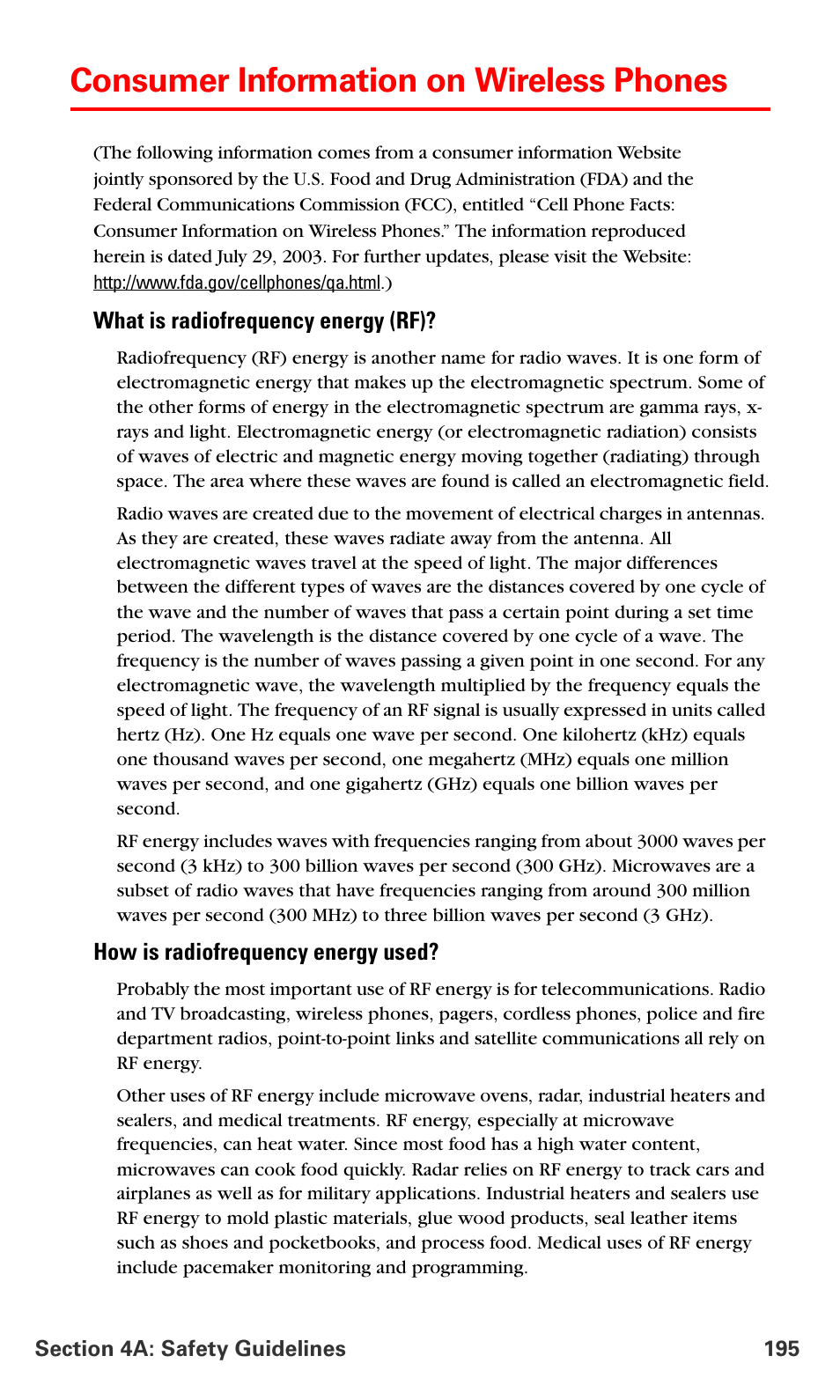 Consumer information on wireless phones | Samsung SPH-A790ZKSXAR User Manual | Page 204 / 241