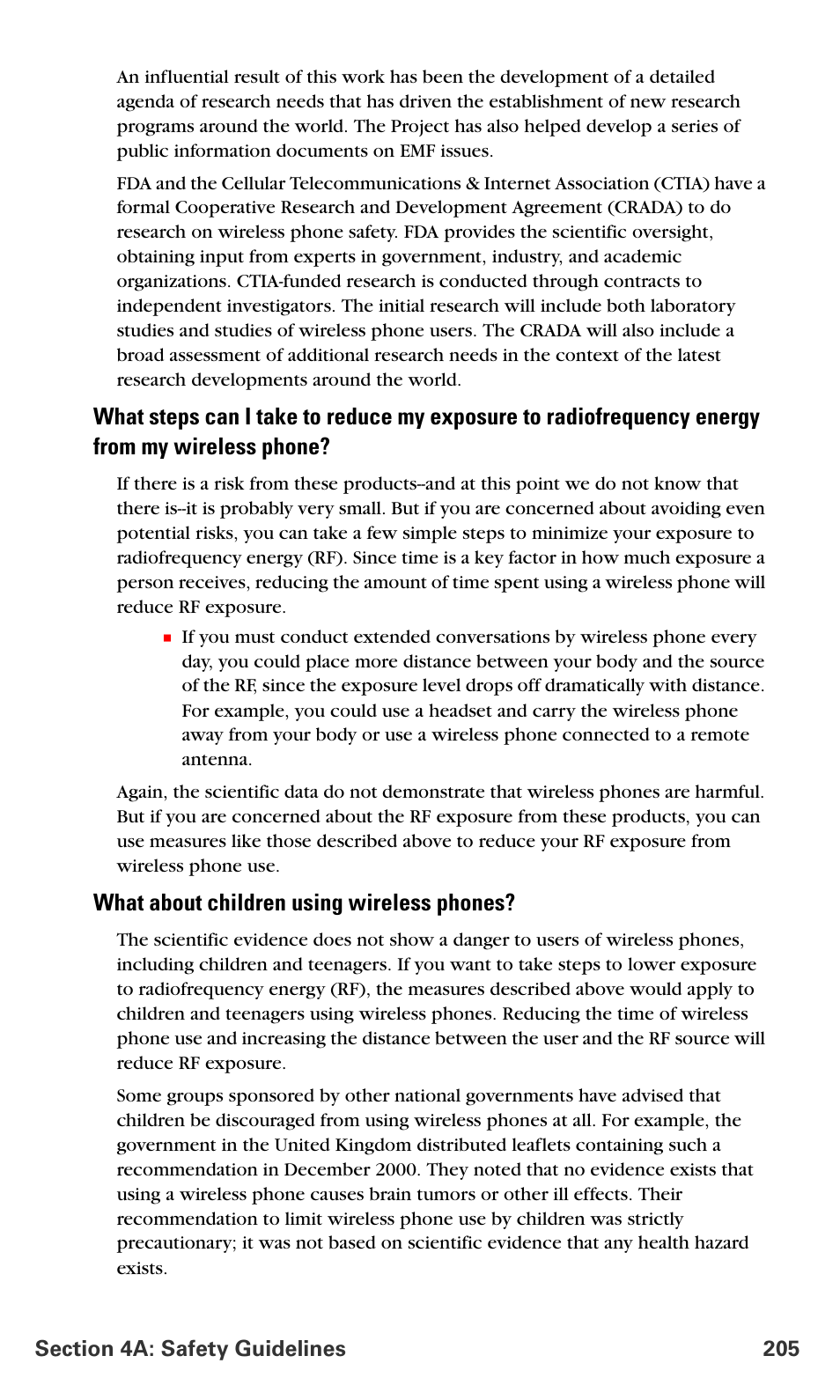 What about children using wireless phones | Samsung SPH-A790ZKSXAR User Manual | Page 214 / 241