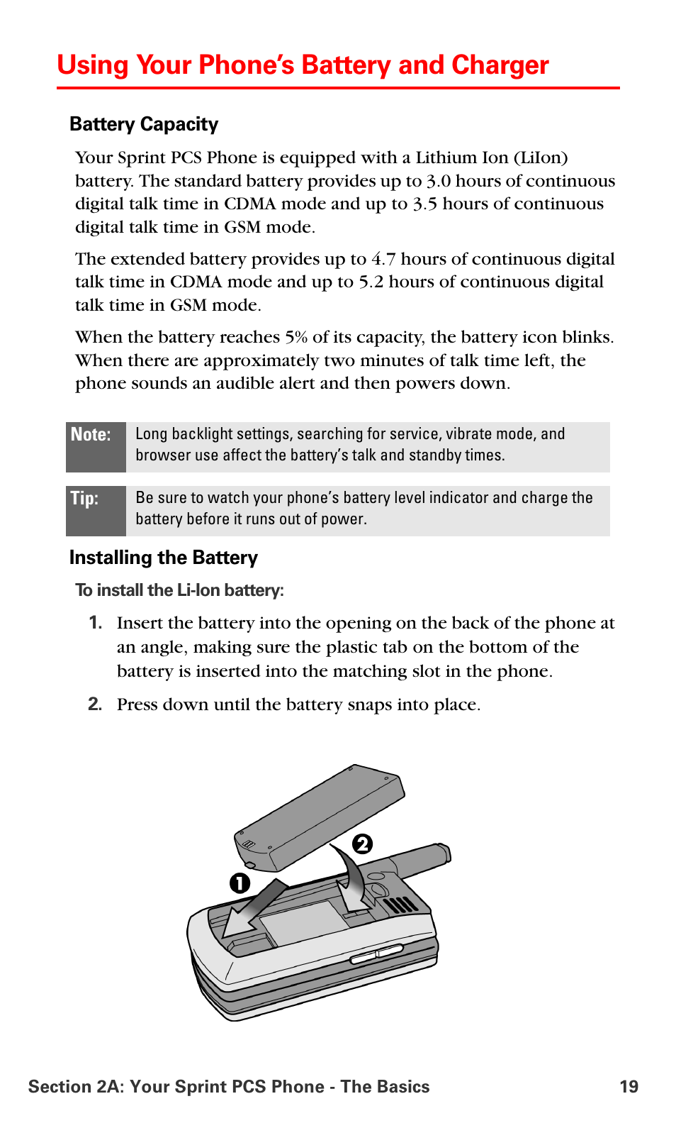 Using your phone’s battery and charger | Samsung SPH-A790ZKSXAR User Manual | Page 28 / 241