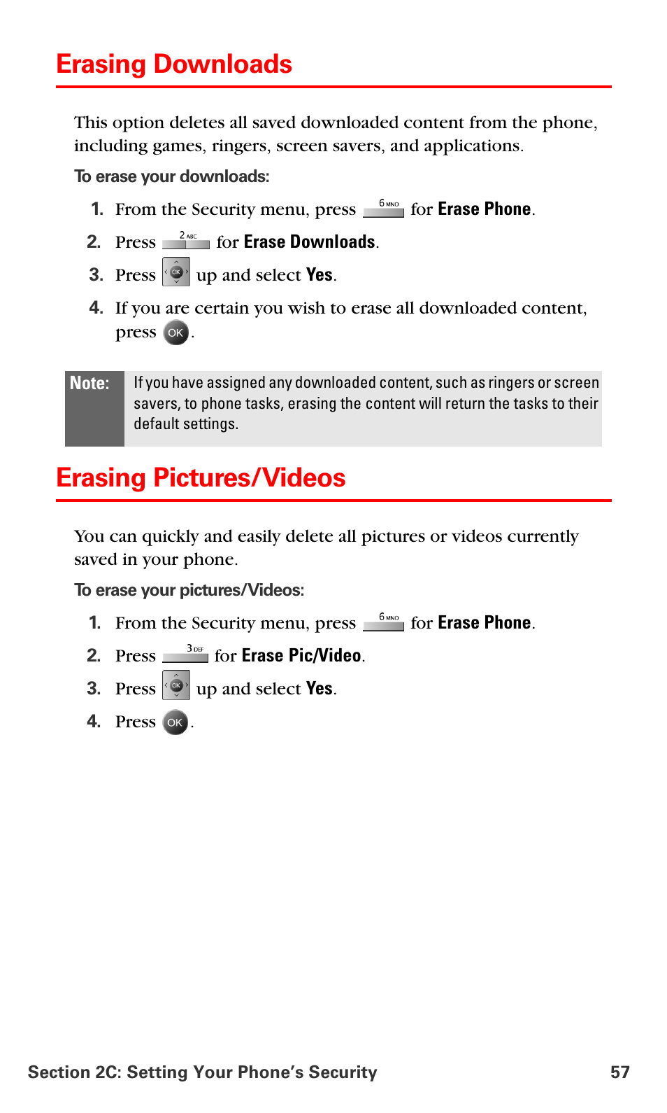 Erasing downloads, Erasing pictures/videos | Samsung SPH-A790ZKSXAR User Manual | Page 66 / 241