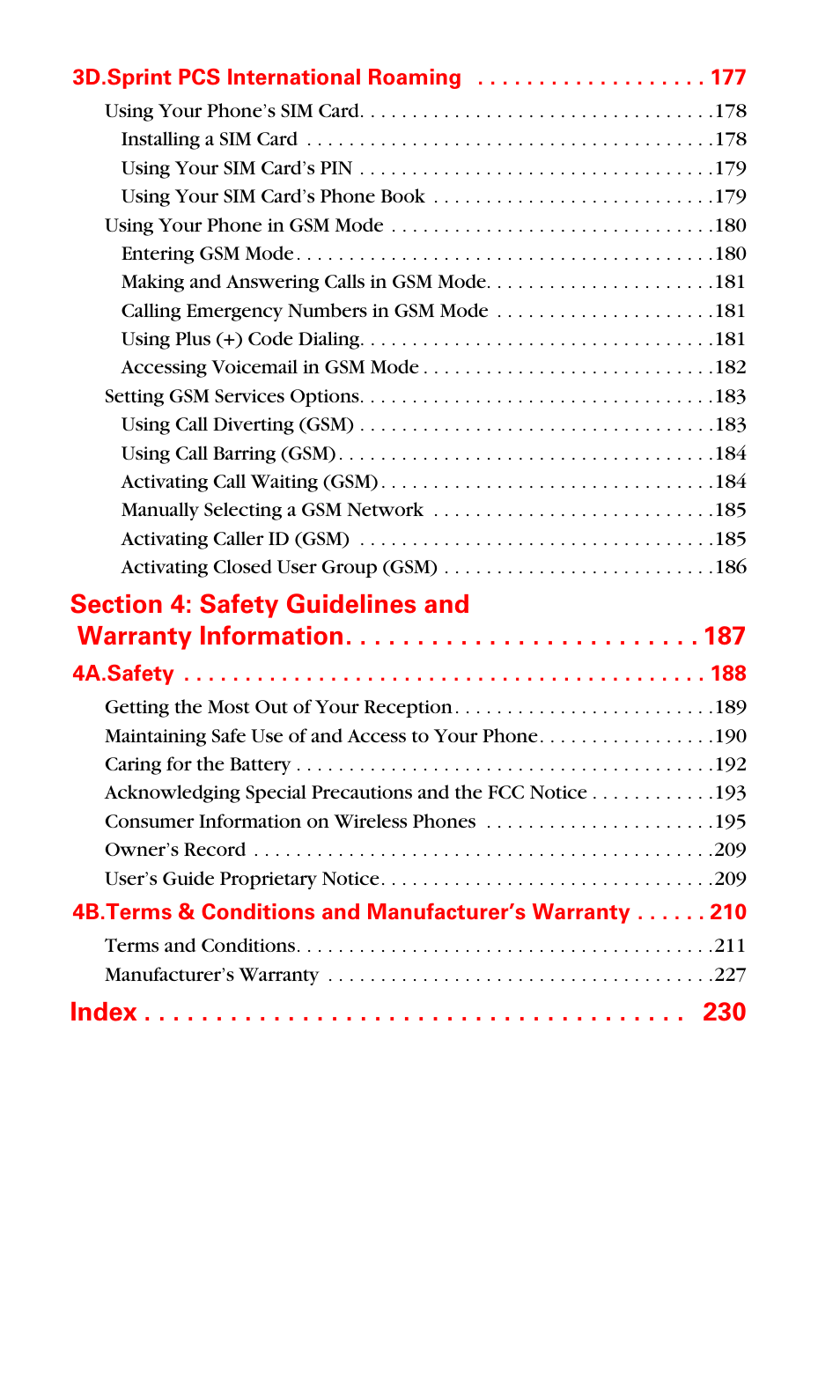 Index | Samsung SPH-A790ZKSXAR User Manual | Page 7 / 241