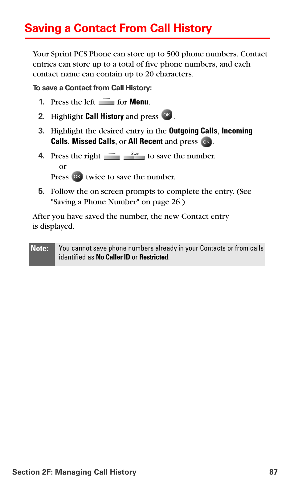 Saving a contact from call history | Samsung SPH-A790ZKSXAR User Manual | Page 96 / 241
