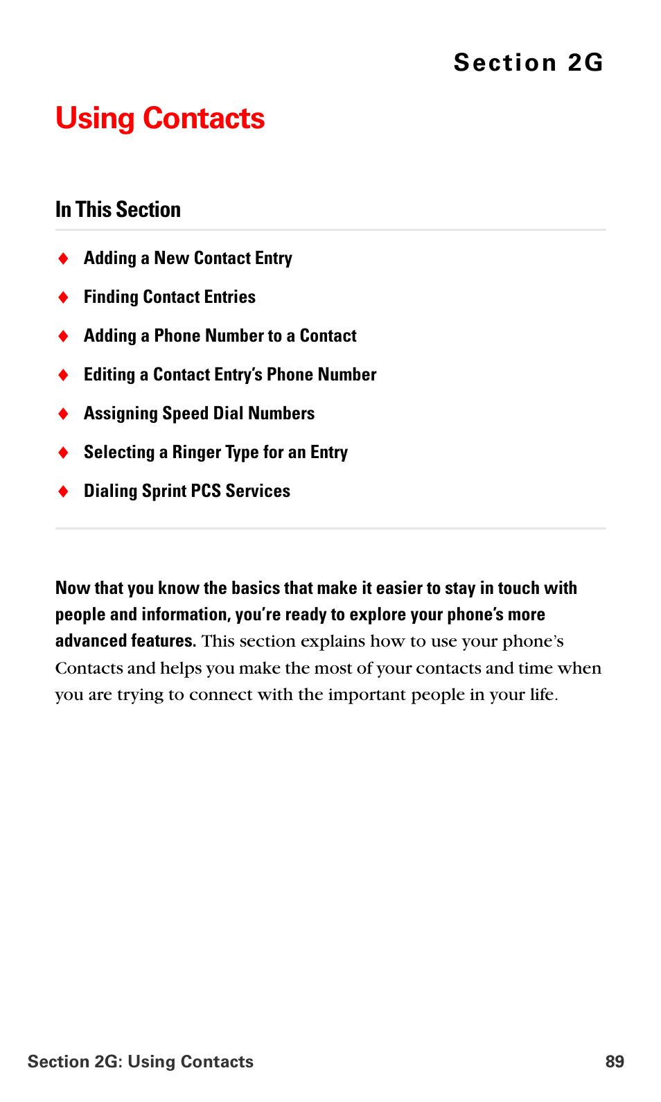 Using contacts, 2g.using contacts | Samsung SPH-A790ZKSXAR User Manual | Page 98 / 241