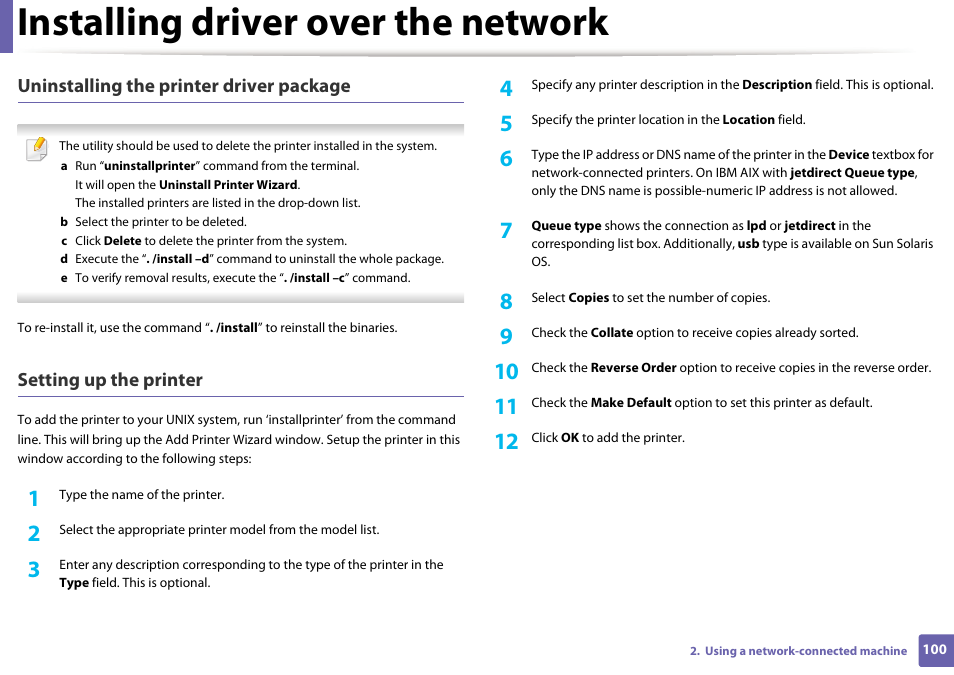 Installing driver over the network | Samsung ML-2165W-XAC User Manual | Page 100 / 211