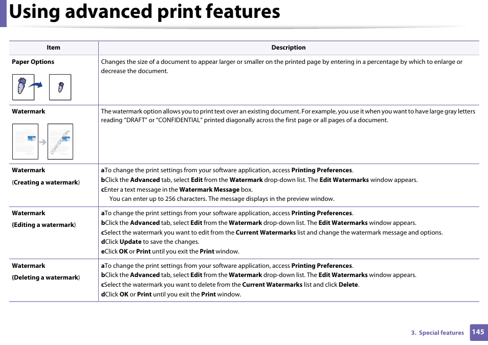 Using advanced print features | Samsung ML-2165W-XAC User Manual | Page 145 / 211