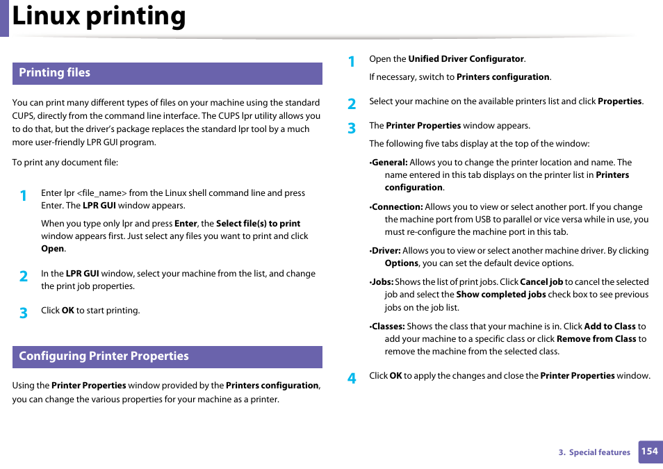 Linux printing | Samsung ML-2165W-XAC User Manual | Page 154 / 211
