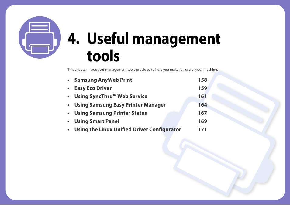 Useful management tools | Samsung ML-2165W-XAC User Manual | Page 157 / 211